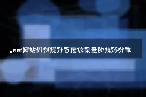 .net网站如何提升百度收录量的技巧分享